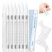 8 pieces Barber Pencil Set 6 Microblading Marker Pen with removal pen and Ruler Edge Hairline Razor Trace Beard Guide Hairline Outliner Pencils  Eyebrow Lip Skin Marking Pens for Men and Women(White) 8 Piece Set