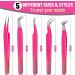 Diva Lashes 5 Pack Eyelash Extension Tweezers Kit - Anti-Slip Fiber Tip, Japanese Stainless Steel - Ombre - Buy Online on GoSupps.com