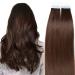 SEGO Tape Extensions Real Hair 20 Pieces Adhesive Hair Extension Hairpieces 100% Remy Human Hair Medium Brown#4 16"(40cm)-30g