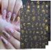 8 Sheets Gold Star Nail Stickers | Metallic 3D Self-Adhesive Nail Art Decals for Women - Sun Moon & Planet Designs - Buy Online on GoSupps.com