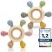 Caja Beißring Baby 2 pieces - bite toy - dental aid - bite ring - rudder animal motif made of silicone and wood BPA -free - teething and gripping fall for babies (Complexion + complexion A)