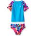 Speedo Girls' Uv Swim Shirt Short Sleeve Rashguard Set-Discontinued Rainbow Brights 18M (Toddler)