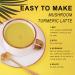 Mushroom Turmeric Latte  Golden Milk Powder  with 6 Superfood Mushroom Blend  Ginger  Coconut Milk Powder  Vegan  15 Servings  90g - Buy Online on GoSupps.com