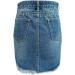 Sanahy Women's Dark Washed Denim Pencil Skirt XL Blue | Front Split | Button Front | Distressed Detailing - Buy Online on GoSupps.com