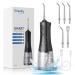ENPULY Cordless Water Dental Flosser for Teeth Cleaning - 300ml Portable Water Teeth Cleaner Picks with 5 Modes 5 Jet Tips IPX7 Waterproof Rechargeable Water Flossers Black