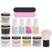 Nail Dipping Powder Set Quick Drying Portable Nail Art Powder Top Base Coat Gel Dust Brush Manicure Tool Set for French Nail Art(K1215)