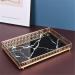 Qulong marble specialist mirror organizer metal cosmetic holder Plate Tablet Gold fruit desktop tablet plate for vanity chest of drawers bathroom bedroom jewelry magazine black