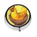 Bird's Nest Golden Chickenround Pill Box 3 Compartment Round Pill Box Organizer Portable Travel Pill Box for Traveling.