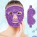 Ice Face Mask Reusable and Cold Gel Eye Mask for Puffiness /Dark Circles/Eye Bags /Dry Eyes/Headaches/Migraines/Stress Relief Ice Pack for Eyes & Face (Purple)