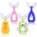 Kids U Shaped Toothbrush Cute Silicone Manual Training Toothbrush Half Circle Toothbrush Whitening Kids 360 Toothbrush Kids Full Mouth Toothbrush for Kids 2-12 Years, 4 Style Penguin Koala Bear Duck Bear, Koala, Duck