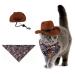 Hacraho pet cowboy costume 2 pieces of adjustable dog coffee cowboy hat and blue Paisley-Bandana scarf Western Cowboy accessories Photo props for small dogs and cats