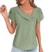 Women Cotton and Linen Shirts Oversized Blouse Summer Long Sleeve Lapel Button Casual Tee Shirt Crewneck Loose Work Ladies T Shirts 2148-qppoj-f-green M