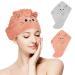 2 pieces microfiber hairy wraps absorbing hair towel cat quick -drying hair turban anti frizz hair towel for women girls children pink gray (cat)