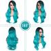 Ombre Bluish Green Long Wavy Wig - Heat Resistant Synthetic Hair - Mermaid Style for Women - Buy Online on GoSupps.com