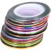 Ancllo 30 Color mixture roller stripes strip strip line nail art decoration sticker nail line diy nail tip tape sticker decorative strips with striping tape