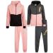 TKO Girls' Jogger Set - 4 Piece Fleece Hoodie and Sweatpants Sweatsuit (Size: 4-12) 4 Mauve/Black/Heather Grey/Pink