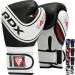 RDX Kids Boxing Gloves, 6oz 4oz Junior Training Mitts, Maya Hide Leather Ventilated Palm, Muay Thai Sparring MMA Kickboxing Fighting, Punch Bag Speed Ball Focus Pads Punching Workout Black 6oz