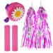 Kasteco 2 Pack Bicycle Bike Handlebar Scooter Streamers,1 Pack Bicycle Bell and Bicycle Handle Bar Grips Pink bell+Hot pink bike streamers+ Pink bike grips