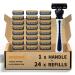 3-Blade Razor Plastic Anti-slip Men Manual Refill Cartridges razors Reusable Face Cleansing Care Tool Shave Supplies for Men and Women - Black