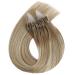 Ugeat Micro Loop Hair Extensions - Real Hair Ombre Balayage 50cm #9A/60/9A 50 Strands - Light Brown to White Blonde - Buy Online on GoSupps.com