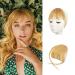 BARSDAR Clip in Fringe Human Hair 100% Real Hair Fringe Extensions Clip in French Bangs Fringe with Temples Clip on Fringe Bangs Real Hair Pieces for women Natural Color Washable/Dye-able 27# Air Bangs (Pack of 1) 27# light golden blonde