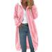 Hanxiulin plush jacket oversize warm lined fleecemantel women coat winter jacket long -sleeved stand -up collar upperwear bladder bladder fleece jacket long thick fleece buffer coat with hooded winter jacket s pink