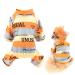 Smalllee_lucky_Store pet clothing multicolored striped cotton pajamas for small and medium -sized dogs cats pajamas overall nightwear outfits for Yorkie Chihuahua Orange S orange