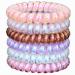 Hodooly 6 Piece Coil Hair Ties Traceless Hair Ties Phone Cord Hair Ties Multicolor Large Spiral Hair Ties Mega Hair Coil Set for Thick Curly and Long Hair Dent Creaseless and No Headaches