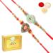 Ghasitaram Gifts Rakhi for Brother Rakhis Online - Set of 2 8469 8487 Premium Rakhis with 200 GMS of Soan Papdi