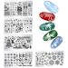 Herbests 5 PCs Diy Nagel Art Stamping Schblonen Set Manicure Stamp Schablon Christmas Halloween Fingernails Steel Plates Beauty Salon Nail Messer Tool Gift For Women Girls