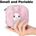 Stylish Menstruation Pad Bag for Women & Girls | Zippered Tampon & Napkin Storage with Hand-Drawn Rabbits - Pink Feeder Design - Buy Online on GoSupps.com