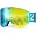 ZIONOR X11 Ski Goggles Magnetic Cylindrical Snowboard Snow Goggles for Men Women A3-blueframe Goldlens Vlt7%