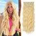 BARSDAR clip in extensions 5 PCs long wavy clip in hair extensions thick natural soft synthetic hair part for women girl -50 cm butter blonde 50 cm butter blonde