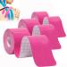 Kinesiology Tape Precut (3 Rolls 60 Strips) Waterproof Sports Tape for Athletes Physio Elastic Tape Pain Relief Adhesive for Muscles Shin Splints Ankle Knee & Shoulder 5m(Pink)