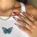 Burgundy French Tip Long Press On Nails with 3D Rhinestones - Red False Fake Acrylic Coffin Nails for Women - Buy Online on GoSupps.com