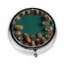 Pine Cone Borderround Pill Box 3 Compartments Round Pill Box Organizer for Purse Or Pocket Portable Travel Pill Box