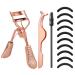 Wllhyf Strass eyelash curlers kit bling stainless steel eyelash applicator with 10 replacement refill pads eyelash brush eyelash flimspin power tool for all eye shape curved eyelash pliers
