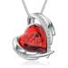 VCCWYQK Cremation Jewelry Crystal Heart Necklace for Ashes Urn Necklace Keepsake for Urn for Memorial Jewelry Red