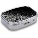 Stylish Black White Glitter Pill Box | 2 Compartment Portable Medicine Organizer for Pocket & Purse - Buy Online on GoSupps.com