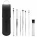 beiyoule 7pcs Ear Cleaner - Ear Wax Removal Kit Stainless Steel Ear Pick Ear Curette Ear Cleaning Kit with Cleaning Brush with PU Leather Case (Silver)