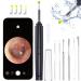 Ear Wax Removal Tool Smart Visual Ear Cleaner 1080P FHD Wireless Ear Otoscope with 6 LED Lights 5 Ear Spoon & 8 Traditional Tools IP67 Waterproof WiFi Ear Camera for iPhone iPad & Android (Black)