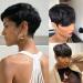 Amecire Short Pixie Cut Wig for Black Women - Human Hair Layered Wig with Bangs, Natural Color 1B - Buy Online on GoSupps.com