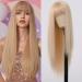 Allbell Wig Blonde Wig for Women Long Straight Wigs with Bangs Synthetic Hair Natural Looking Wig Light Blonde