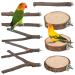 9 PCS Bird Perches Stand Toy, Natural Wood Parrot Perch Stand Bird Cage Branches Platform Accessories for Parakeets Cockatiels Conures Macaws Finches Love Birds