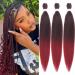 Leeven 3 Packs Ombre Red Pre Stretched Braiding Hair 30 Inch Yaki Texture Brading Hair Extensions for Box Braids Red Crochet Hair Extensions for Braiding /1B900# 30 Inch (Pack of 3) 1B900