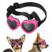 Lewondr Small Dog Sunglasses UV Protection Goggles Eye Wear Protection with Adjustable Strap Doggy Heart Shape Anti-Fog Sunglasses for Pet Dogs Sun Glasses Doggie Windproof Glasses, Pink Pink Heart Shape