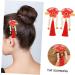 Housoutil 1 Pair Hair Accessories Tassel Flower Hair Clip Floral Hair Grip Children Tassel Hairpins Chinese Style Hair Clips Kids Hair Clips Red Issue Card Zinc Alloy - Buy Online on GoSupps.com