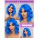 Wokestar Blue Bob Curly Wig 12 inch for Women - Short Synthetic Wavy Fringe Wig - Blue Color - Buy Online on GoSupps.com