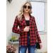 Irevial Women's Plaid Flannel Shirt - Casual Long Sleeve Button Down Blouse for Fall - Medium Red - Buy Online on GoSupps.com