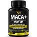 Organic Maca Root Powder Capsules 1500mg - 150 Vegan Pills with Black + Red + Yellow Peruvian Maca Root Extract Gelatinized, Energy & Mood Supplement for Men & Women + Black Pepper for Best Benefits 150 Count (Pack of 1)